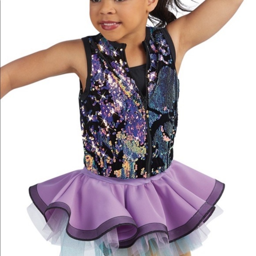 3/$50 Weissman Blue, Black & Purple Skirt Dance Costume